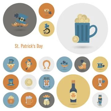 Saint Patricks Day Icon Set Saint Patricks Day Icon Set. Vector. Clean Wor... Stock Photos