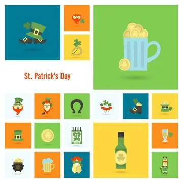 Saint Patricks Day Icon Set Saint Patricks Day Icon Set. Vector. Clean Wor... Stock Photos