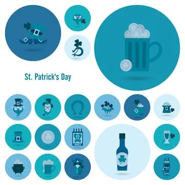 Saint Patricks Day Icon Set Saint Patricks Day Icon Set. Vector. Clean Wor... Stock Photos