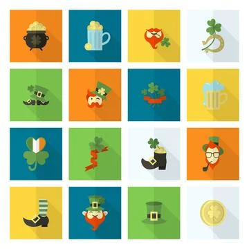 Saint Patricks Day Icon Set Saint Patricks Day Icon Set. Vector. Clean Wor... Stock Photos