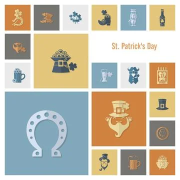 Saint Patricks Day Icon Set Saint Patricks Day Icon Set. Vector. Clean Wor... Stock Photos