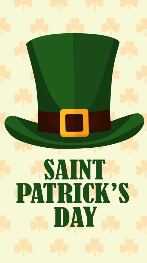 Saint Patricks Day Leprechaun Hat with Shamrock Pattern Background 스톡 동영상 331934336