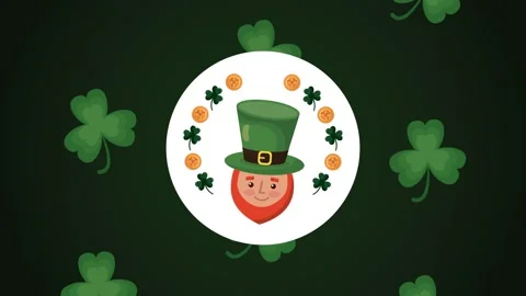 Saint patricks day motion background featuring cartoon leprechaun face with.. Stock Footage 339336400