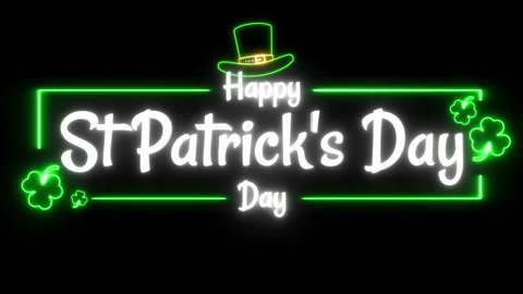 Saint Patrick's Day neon animation happy St Patrick's Day neon style greeti.. Stock Footage 264964645