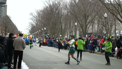 Saint-Patrick's Day Parade in Quebec City Stock Footage 88634124