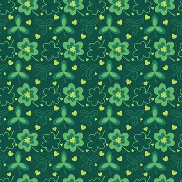 Saint patricks day pattern with elements of holiday shamrock leaves Stock Illustration