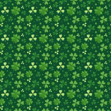 Saint patricks day pattern with elements of green shamrock leaves Stock Illustration