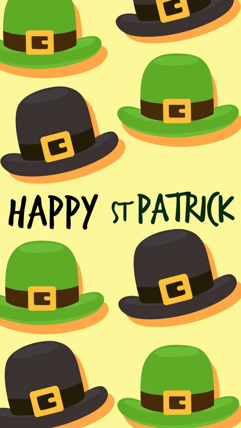 Saint Patricks Day Pattern with Green and Black Leprechaun Hats 스톡 동영상 331934813