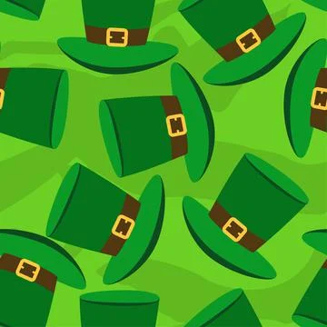 Saint Patrick's Day pattern with green hats. Stock Illustration