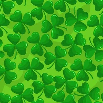 Saint Patrick's Day pattern with green clovers, shamrock. Stock Illustration