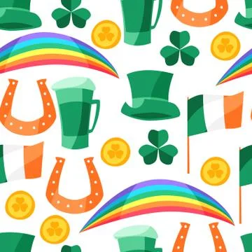 Saint Patricks Day seamless pattern. Stock Illustration