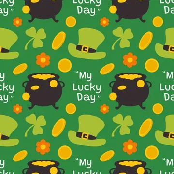 Saint Patrick's Day Seamless Pattern Design Featuring Decorative Elements i.. イラスト素材