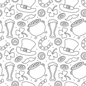 Saint Patrick's Day Seamless Pattern Design Featuring Decorative Elements i.. 스톡 일러스트