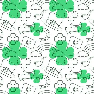 Saint Patrick's Day Seamless Pattern Design Featuring Decorative Elements i.. イラスト素材