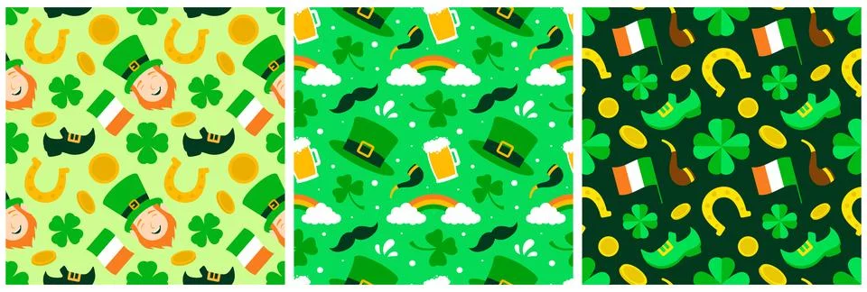 Saint Patrick's Day Seamless Pattern Design Featuring Decorative Elements i.. イラスト素材
