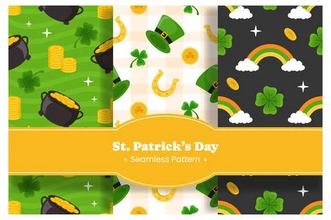 Saint Patrick's Day Seamless Pattern Design Featuring Decorative Elements i.. 库存插图