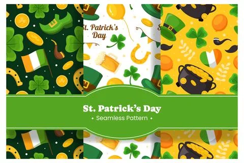 Saint Patrick's Day Seamless Pattern Design Featuring Decorative Elements i.. イラスト素材