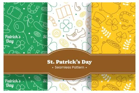 Saint Patrick's Day Seamless Pattern Design Featuring Decorative Elements i.. 스톡 일러스트