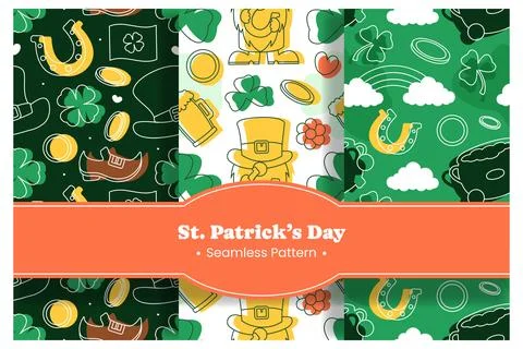 Saint Patrick's Day Seamless Pattern Design Featuring Decorative Elements i.. 스톡 일러스트