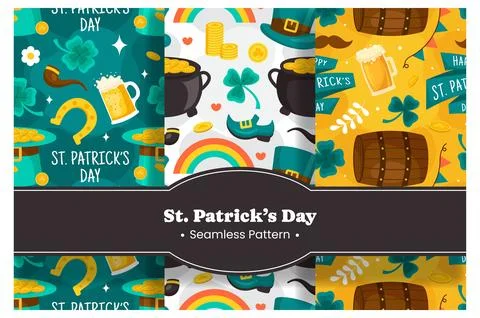 Saint Patrick's Day Seamless Pattern Design Featuring Hand Drawn Decorative.. イラスト素材