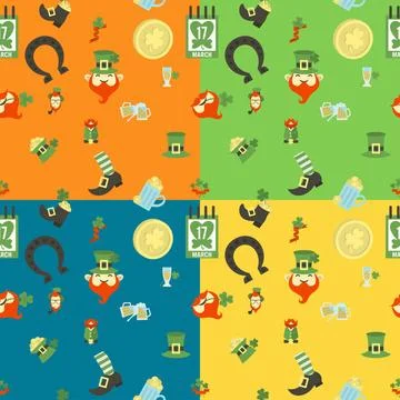 Saint Patricks Day Seamless Pattern Saint Patricks Day Seamless Pattern. F... 스톡 사진