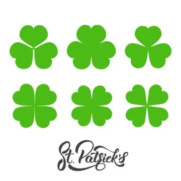 Saint Patrick's Day. Set of irish clovers, shamrock leaves. St. Patricks Day Stock Illustration