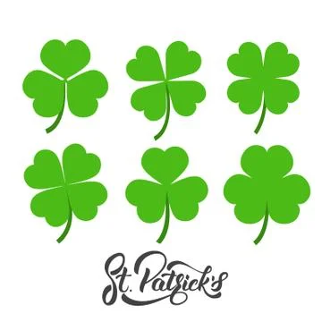 Saint Patrick's Day. Set of irish clovers, shamrock leaves. St. Patricks Day Stock Illustration