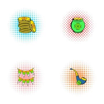 Saint patrick's day symbols flat icons collection Stock Illustration