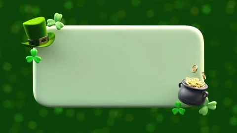 Saint Patricks Day text box looping video with green leprechaun hat, shamro.. Stock Footage 329988508