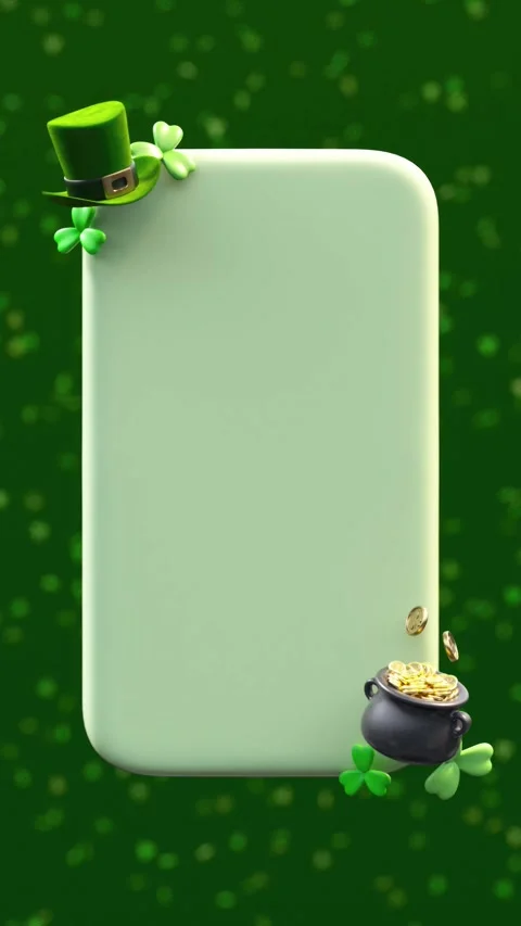 Saint Patricks Day text box looping video with green leprechaun hat, shamro.. Stock Footage 329988536