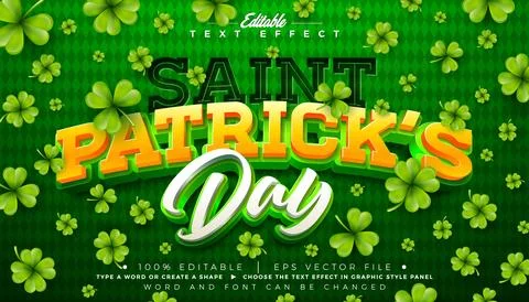 Saint Patrick's Day Text Effect Design Editable Vector Graphic Style with Y.. Illustrazione stock