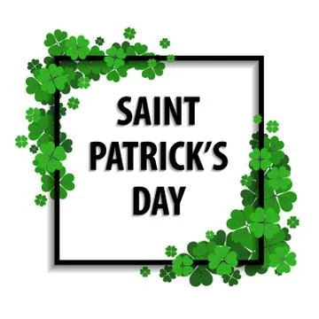 Saint Patrick's day vector frame with green shamrock Stock Illustration