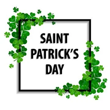 Saint Patrick's day vector frame with green shamrock Stock Illustration