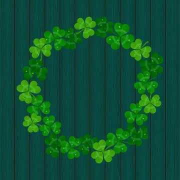 Saint Patrick's day vector frame with green shamrock Stock Illustration