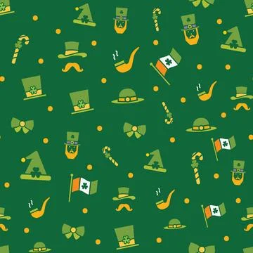 Saint Patricks Day Vector Repeat Pattern Background Design Stock Illustration