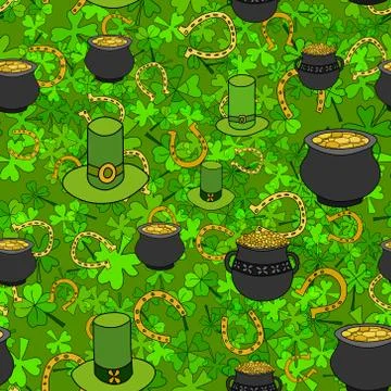 Saint Patrick's Day Vector Seamless Pattern Stock Illustration