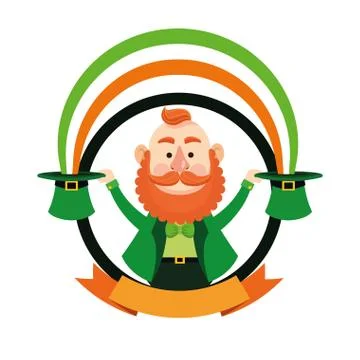 Saint patricks elf round emblem Stock Illustration