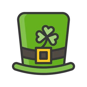 Saint patrick's hat vector, Feast of Saint Patrick filled icon editable outli Stock Illustration