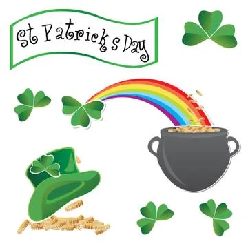 Saint patricks holiday objects, vector illustration Stock Illustration