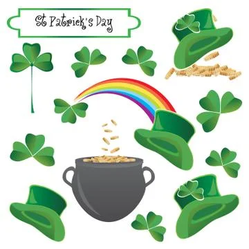 Saint patricks holiday objects, vector illustration Stock Illustration