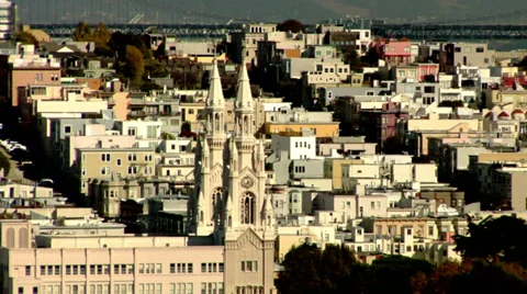Saint Peter and Paul Catholic Church Steeples San Francisco California Stock Footage 38879249