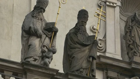 Saint Peter and Saint Paul Baroque Statues Stock Footage 82780159
