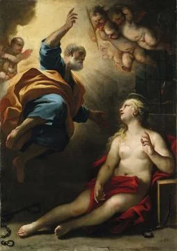 Saint Peter healing Saint Agatha, painting by Luca Giordano (Italian, Stock Illustration