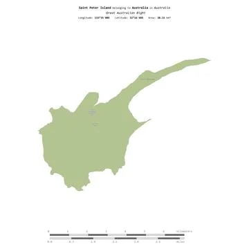 Saint Peter Island. Australia. Shape on white. Topo Humanitarian Stock Illustration