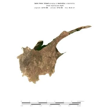 Saint Peter Island. Australia. Shape on white. Satellite, November 16, 2021 Stock Illustration