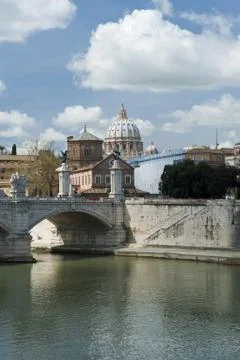 Saint Peter seen from the Tiber Stock Photos