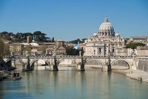 Saint Peter seen from the Tiber Stock Photos