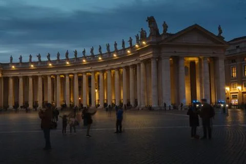 Saint Peter Square and Saint Peter Basilica in the Morning, Rome, Italy Stock Photos