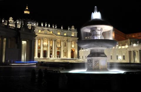 The Saint Peter square at night. Piazza San Pietro, Vatican city Stock Photos