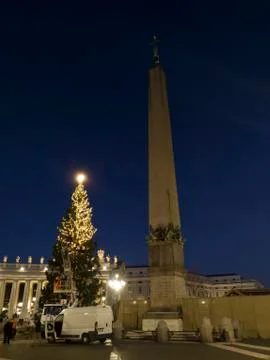 Saint Peter Square at Night Vatican City Stock Photos